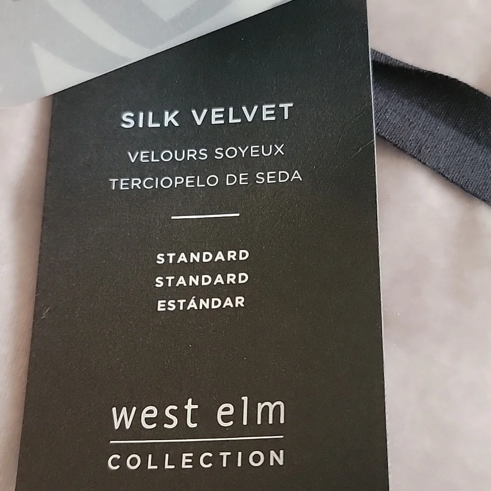 West Elm Luxe Velvet Standard Sham Light Gray NWT